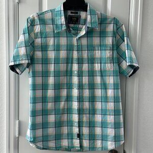 Lee Mens Plaid Button-Up Shirt XL Cotton/Spandex
